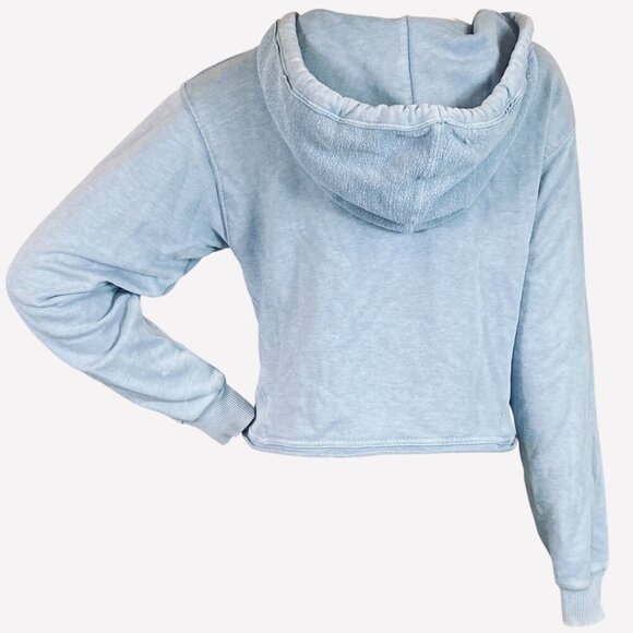 American Eagle Cropped Oversize French Terry V-Neck Hoodie XS Blue #319i - Picture 6 of 16